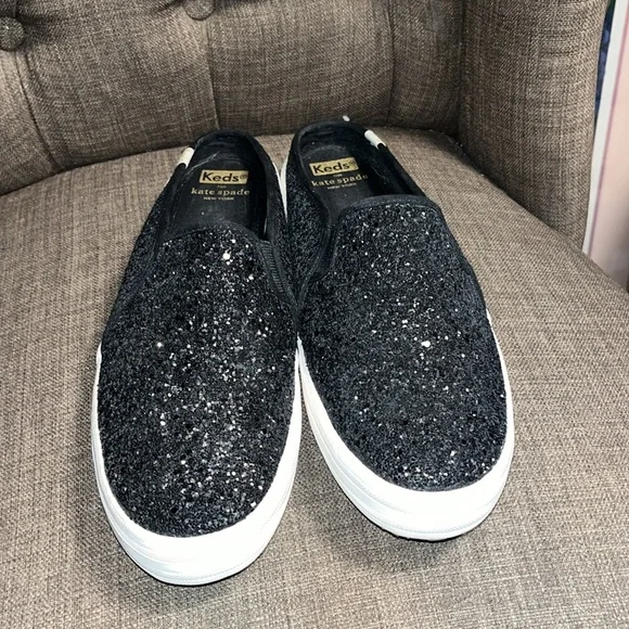 Keds For Kate Spade Double Decker Black Sparkle Slip-On mules women's 10 - Picture 3 of 9
